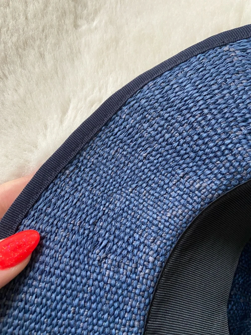 G-Star blue straw fedora hat derlil womens hat vegan leather strap OSFM